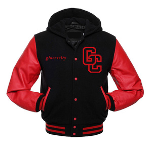 2025 haute qualité Varsity Baseball hiver vestes gants ville Satin laine tissu supérieur cuir de vachette manches prix de gros - Product Image 6