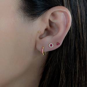 Boucles d'oreilles clous en argent sterling 925 plaqué or avec pierres de zirconium cubique blanches, bijoux tendance haut de gamme pour femmes, cadeau - Product Image 4
