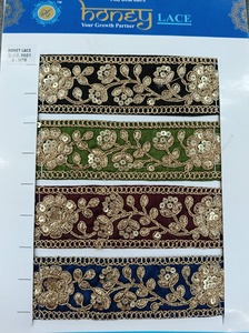 ลูกไม้ปักลายดอกไม้สีดำหรูหราที่มีรายละเอียดที่ซับซ้อนเหมาะสำหรับการสร้างชุดเจ้าสาวที่มีความซับซ้อนสวมใส่ตอนเย็น - Product Image 5