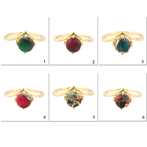 New Arrival Minimalist Mohave Emerald Copper Turquoise Statement <b>Rings</b> Gold Plated Prong Set Stackable <b>Ring</b> 8US Weddings Parties - Product Image 2