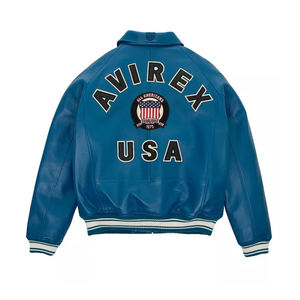 Hombre Chaquetas Liso Cuero Genuino Letterman Varsity Chaqueta Motociclista Fabricado Avirex Chaqueta para Hombre - Product Image 2