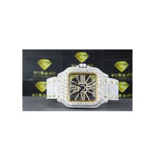 Factory Wholesale High Quality Custom Unisex Iced Out Luxury Stainless Steel <b>Watch</b> with Full Diamond Dial Band Worldwide Export - Product Image 1