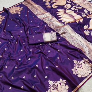 Soft Banarasi Silk Saree with Zari Weaving Indian & Pakistani Clothing - Product Image 1