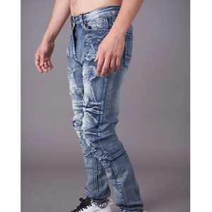 Tint Wash Rip & Repair Streetwear Casual Moda Pantalones de algodón para hombres Cremallera Bolsillos laterales Jeans con ropa de mezclilla - Product Image 6
