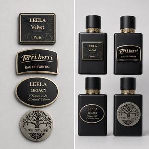 Etiqueta Adhesiva de Aluminio Personalizada de Lujo Vintage, Etiqueta Metálica Autoadhesiva de Grado Alimenticio, Duradera, Impermeable, para Botellas de Perfume - Product Image 4
