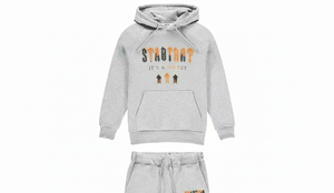 Conjunto de Sudadera con Capucha y Pantalones Deportivos de Forro Polar para Otoño, Color Gris Naranja Sólido, Estilo Urbano, Ecológico, 100% Poliéster, para Hombre - Product Image 3