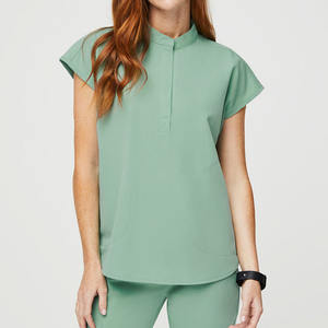 Uniformes Médicos para Mujer Talla Grande OEM, Blusa de Manga Corta Elástica y Pantalones Jogger, Conjuntos con Logotipo Personalizado - Product Image 5