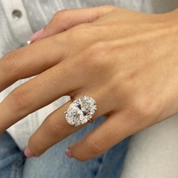 Impresionante Anillo de Diamante Ovalado de 8.00ct Cultivado en Laboratorio para Mujer, Oro de 14K con Baño de Rodio, Certificado IGI, Color E, Diseño Moderno