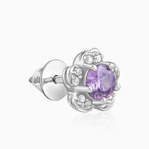 ต่างหูเม็ดเดี่ยวดอกรอยัลสีเงินอินเทรนด์เพทายประดับเพชรที่มีลวดลายเรขาคณิตสำหรับงานแต่งงานงานหมั้นหรืองานเลี้ยง - Product Image 4