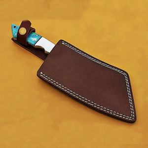 Cuchillo de Cocina JEXMOO, Hecho a Mano, de Acero de Damasco, Multifuncional, con Patrón de Gota de Lluvia, con Funda de Cuero - Product Image 5