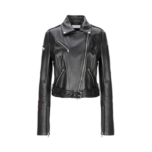 Automne hiver femmes Faux cuir souple veste fermeture éclair basique manteau col rabattu moteur Biker Style bouton pardessus Rivet ceinture - Product Image 2