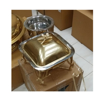 Luxus Mini Food Warmer Hand gefertigte Chafing Dish aus Edelstahl und vergoldet mit Messing beinen für Hotels und Restaurants
