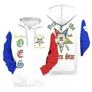 Sudadera con Capucha Bordada de Algodón de Alta Calidad con el Emblema de la Orden de la Estrella de Oriente, Ropa Masónica Griega Unisex - Product Image 3