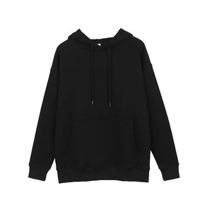 Women's Oversized Hoodie Solid Color Fleece Cotton Sweatshirt With Pockets Regular Length Autumn Wear - Product Image 3
