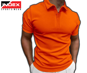 Camiseta Polo de Manga Corta Azul para Hombre, Marca INDEX, Algodón Oxford, Color Sólido Informal, Transpirable, Corte Regular - Product Image 4
