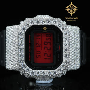 Bisel de Reloj DW5600 Estilo Hip Hop con Incrustaciones de Diamantes de Moissanita de Lujo, Pasa el Test de Diamantes, Plata 925, Certificado VVS GRA - Product Image 2