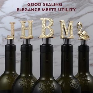 Gold Letter B <b>Wine</b> Bottle Stopper Prosecco <b>Wine</b> Accessories Gift for <b>Wine</b> Lovers Reusable Leak Proof Keep Fresh for Standard - Product Image 5