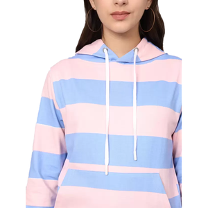 Offre Spéciale conception personnalisée rayé pull à capuche pour les femmes à la mode grande taille hiver sweat tricoté tissu à capuche - Product Image 3