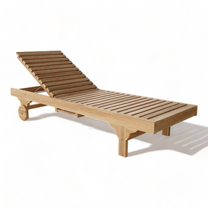 Chaise longue de jardin extérieure en bois de teck sur mesure meubles de patio d'hôtel chaises longues de piscine en bois avec roues chaise longue en bois pour l'extérieur - Product Image 2
