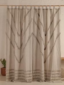 Rideaux de porte de fenêtre à rayures en gaze indienne de haute qualité tissu de lin occultant pour le décor de salon et de chambre à coucher pour la maison et l'hôtel - Product Image 6