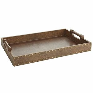 Plateau en bois durable avec poignée en métal pour une utilisation régulière à la maison, offrant une esthétique rustique moderne et une fonctionnalité utile - Product Image 1