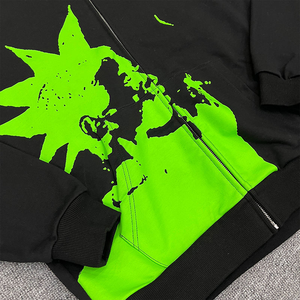 OEM Sweat à capuche tendance 100% coton avec fermeture éclair complète avec logo réfléchissant personnalisé avec impression hiver pour hommes coupe normale - Product Image 3