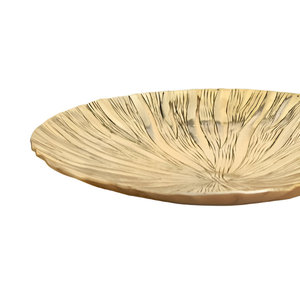 Wholesale <b>Large</b> round Fancy Metal Gold Plated Serving Platter Classic INS Design with Classic Engraving Steel Stand Party Dishes - Product Image 4