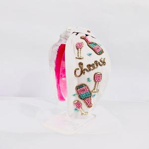 Bandeaux perlés accessoire de cheveux à la mode de luxe à la mode bandeau perlé à strass de graine fait à la main indien haut noué bandeaux - Product Image 2