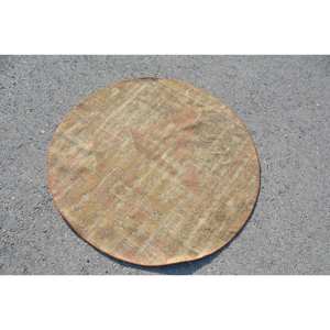 Alfombra turca Vintage Beige rústica 3,6X3,6 pies hecha a mano área grande Piel de lana Patchwork rectángulo pasillo diseño látex habitación alfombra - Product Image 2