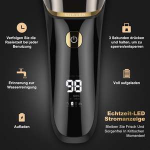 Afeitadora Eléctrica LED Recargable por USB para Hombre, Recortadora de Barba de Precisión en Húmedo/Seco con Afeitadora de Láminas 2 en 1, 3 Cuchillas Flotantes, Inalámbrica - Product Image 6