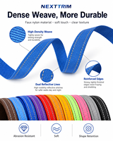 Sangle tissée réfléchissante aspect nylon 15-25 mm, couleur personnalisée, haute densité, texturée, pour sac à dos, appareil photo, laisse pour animal de compagnie, accessoires