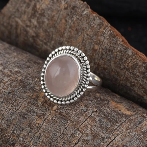 New Design 925 Sterling Silver Trendy Boho Statement <b>Ring</b> High Quality Handmade Rose Quartz <b>Ring</b> Factory Price for Christians - Product Image 2