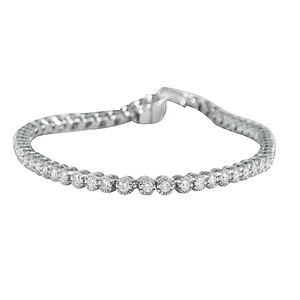 1.70 Carat Natural Round Brilliant Cut Milgrain Bezel <b>Set</b> Women's Tennis Bracelet Diamond <b>Bangles</b> Everyday Wear Collection - Product Image 1