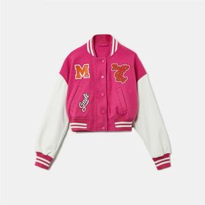 2025 parche bordado personalizado Vintage Letterman recortada Varsity chaqueta béisbol transpirable cálido invierno chaqueta para mujer - Product Image 4