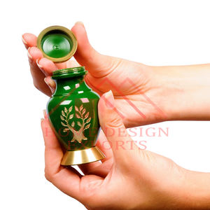 Jarrón de urnas de metal de aluminio sólido con acabado de esmalte verde a precio mayorista - Product Image 5