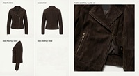 Veste en daim de chèvre marron sur mesure pour femme, avec fermeture éclair et quincaillerie couleur canon de fusil, coupe ajustée, pour l'hiver