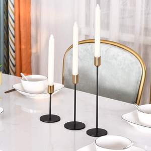 Set of 3 Tall Metal <b>Taper</b> <b>Candle</b> <b>Holder</b> Matt Black Color for Home and Wedding Dinner Party Lighting Decor <b>Candle</b> <b>Tapers</b> - Product Image 5