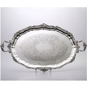 Durable Metal Round Serving <b>Tray</b> for Food and <b>Drinks</b> Perfect Tableware for Homes Restaurants Weddings and Gifts - Product Image 6