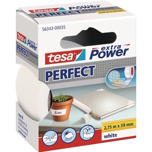 Extra Power 56343 <b>White</b> Fabric <b>Tape</b> 2.75 m Length 38 mm Width 1 Roll for TESA Office Adhesive <b>Tape</b> - Product Image 1