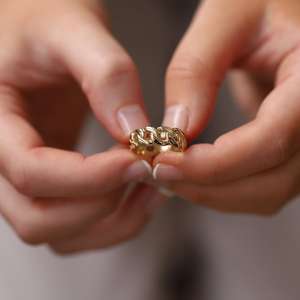 Anillo de cadena de banda de Plata de Ley 925, regalo de joyería fina chapada en oro de 14 quilates para mujer, regalo de boda para ella - Product Image 5