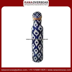 Quatrefoil impreso Premium Ayurveda botella de agua de cobre puro a prueba de fugas recipiente de cobre sin Bpa para beber - Product Image 3