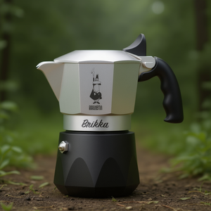 Cafetera Italiana Clásica para Espresso BRIKKA Evolution de 2 Tazas, Cromado Satinado y Aluminio Negro, Percolador 0007327 - Product Image 3