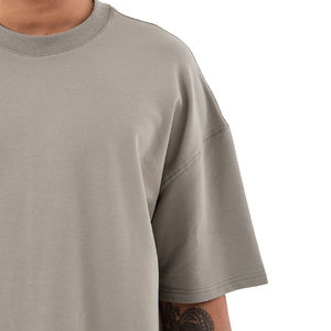 Camiseta de Verano para Hombre, Casual, Oversize, 100% Algodón, Tejido Grueso, Secado Rápido, Transpirable, Cuello Personalizado, Hombros Caídos - Product Image 4