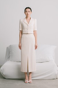 Style féminin jupe costumes respirant durable tissu écologique Umea Midi jupe ensembles pour femmes blanc Vietnam marque - Product Image 3