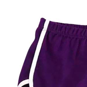 Purple Women Sports Fitness Running <b>Shorts</b> With White Piping Soft Stretch Fabric Comfortable Activewear Gym Training Bottoms - Product Image 4