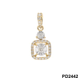จี้เพชรทรงกลมเจียระไนแบบบริลเลียนท์เคลือบโรเดียมทอง 14k สำหรับผู้หญิง ดีไซน์หรูหราใหม่ - Product Image 2