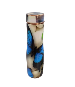 Copper Floral Printed <b>Bottle</b> for <b>Sports</b> Yoga Gym & Hiking Eco-Friendly Metal with Leak-Proof Lid Ayurvedic Vessel - Product Image 2