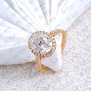 1.00แหวนเพชรโมอิสซาไนต์ทรงวงรีตัดเป็นวงแหวนสำหรับสตรีเครื่องประดับหมั้น925เงินสเตอร์ลิงพร้อมรัศมีสำหรับงานแต่งงานของผู้หญิง - Product Image 3