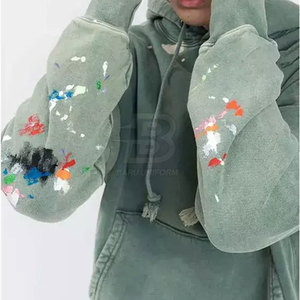 Meilleur fournisseur, Vente en gros Nouveau sweat à capuche élégant et délavé à l'acide pour hommes, manches longues avec logo imprimé personnalisé et col à capuche - Product Image 5