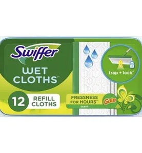 Swiffer Sweep + Mop, Recharges de tampons humides, Nettoyant pour sols, Chiffons de nettoyage, Gain, Lot de 12 - Product Image 1